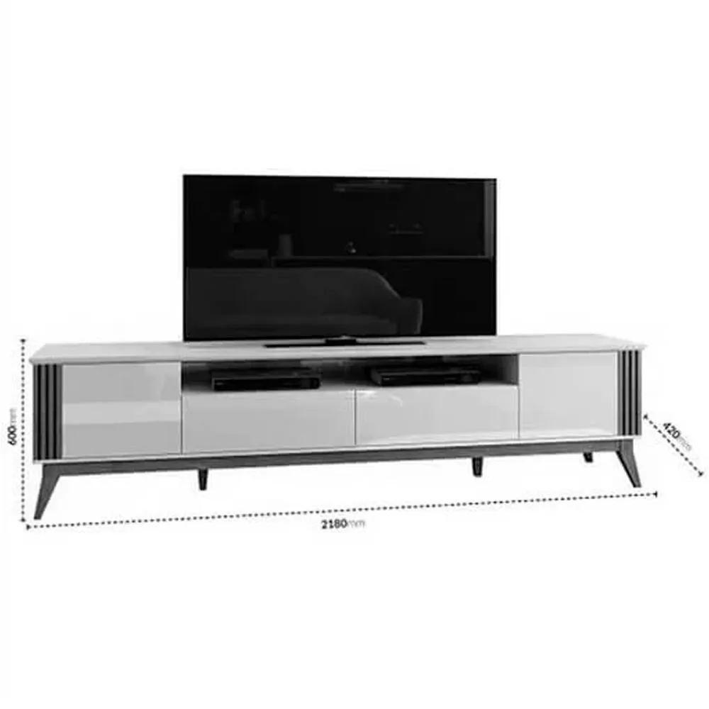 Rack Para Tv Até 75 Polegadas 2 Portas 2 Gavetas Morgan Off White E Cedro Naturale 220cm - 3
