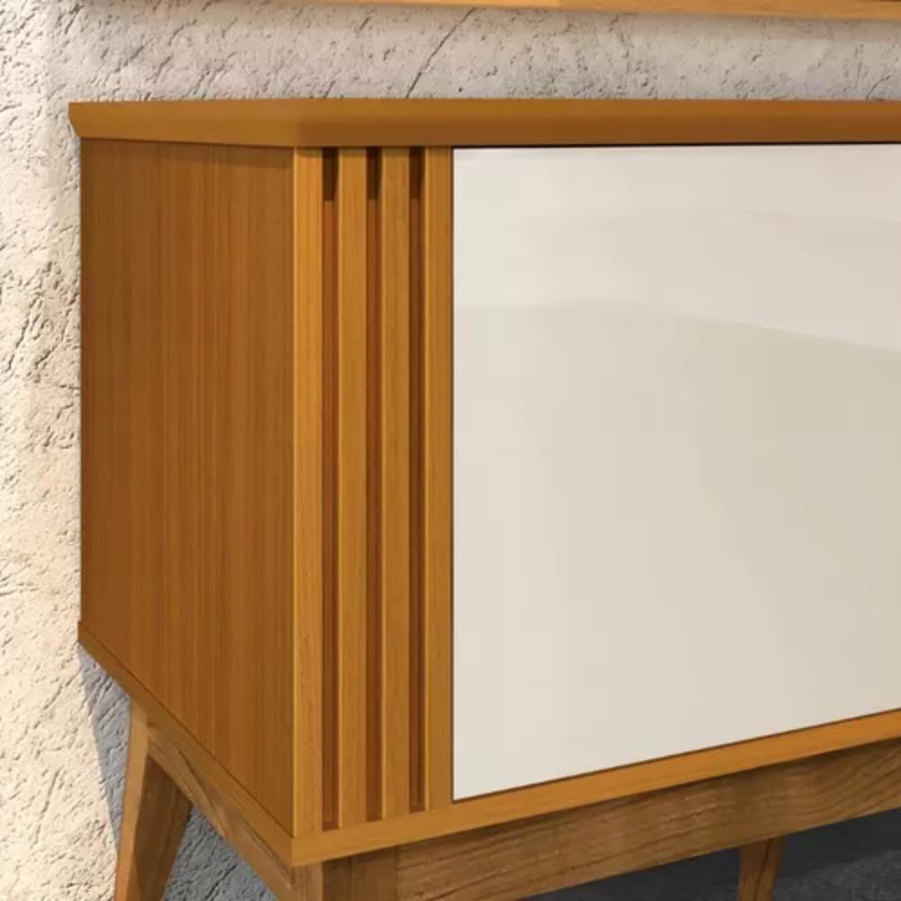 Rack Para Tv Até 75 Polegadas 2 Portas 2 Gavetas Morgan Off White E Cedro Naturale 220cm - 5