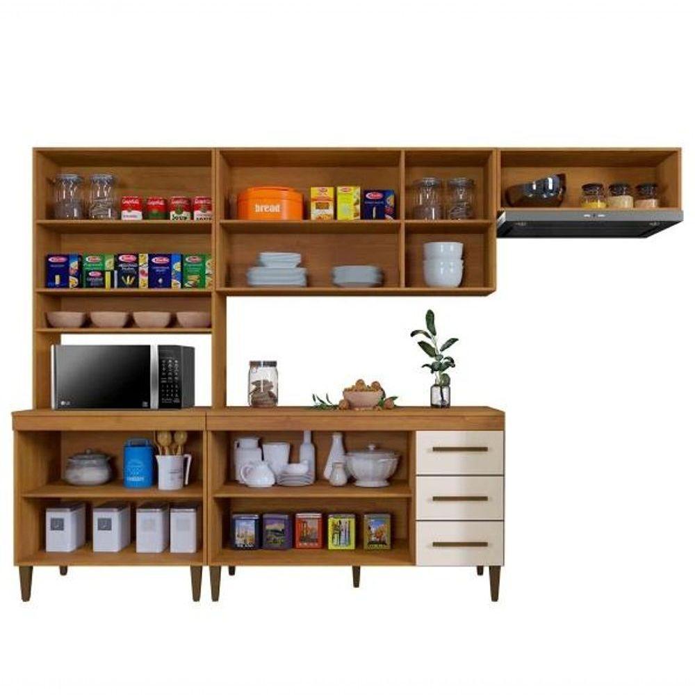 Cozinha Completa Atenas 10 Portas 3 Gavetas Kaiki Móveis - Nature/off - 3