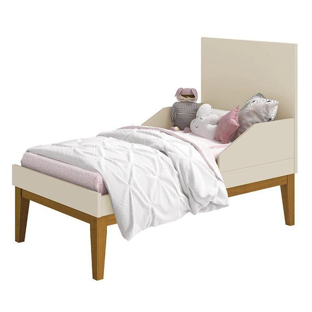 Jogo De Quarto Infantil Classic Cômoda 6 Gavetas E Berço Areia Fosco Com Pés Amadeirado - Reller Móveis Areia Fosco - 5