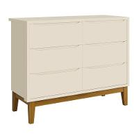 Jogo De Quarto Infantil Classic Cômoda 6 Gavetas E Berço Areia Fosco Com Pés Amadeirado - Reller Móveis Areia Fosco - 2