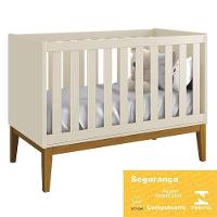 Jogo De Quarto Infantil Classic Cômoda 6 Gavetas E Berço Areia Fosco Com Pés Amadeirado - Reller Móveis Areia Fosco