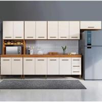 Cozinha Completa Atenas 14 Portas 3 Gavetas Kaiki Móveis - Nature/off - 1