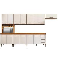 Cozinha Completa Atenas 14 Portas 3 Gavetas Kaiki Móveis - Nature/off - 4