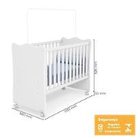 Dormitório Doce Sonho Guarda Roupa, Cômoda Trocador, Berço Branco Com Rodízio E Colchão Baby Physical - Qmovi Branco - 5