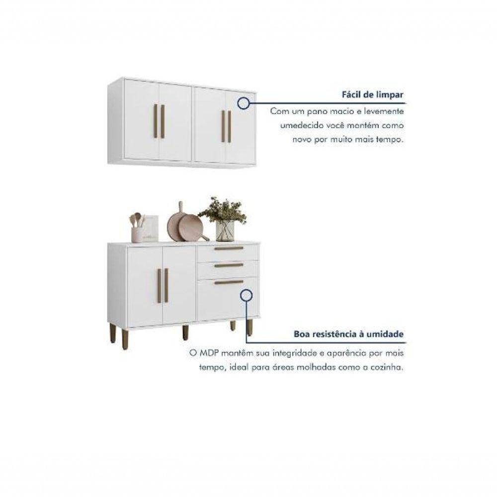 Cozinha Lorena 7 Portas 2 Gavetas Kaiki Móveis - Branco - 5