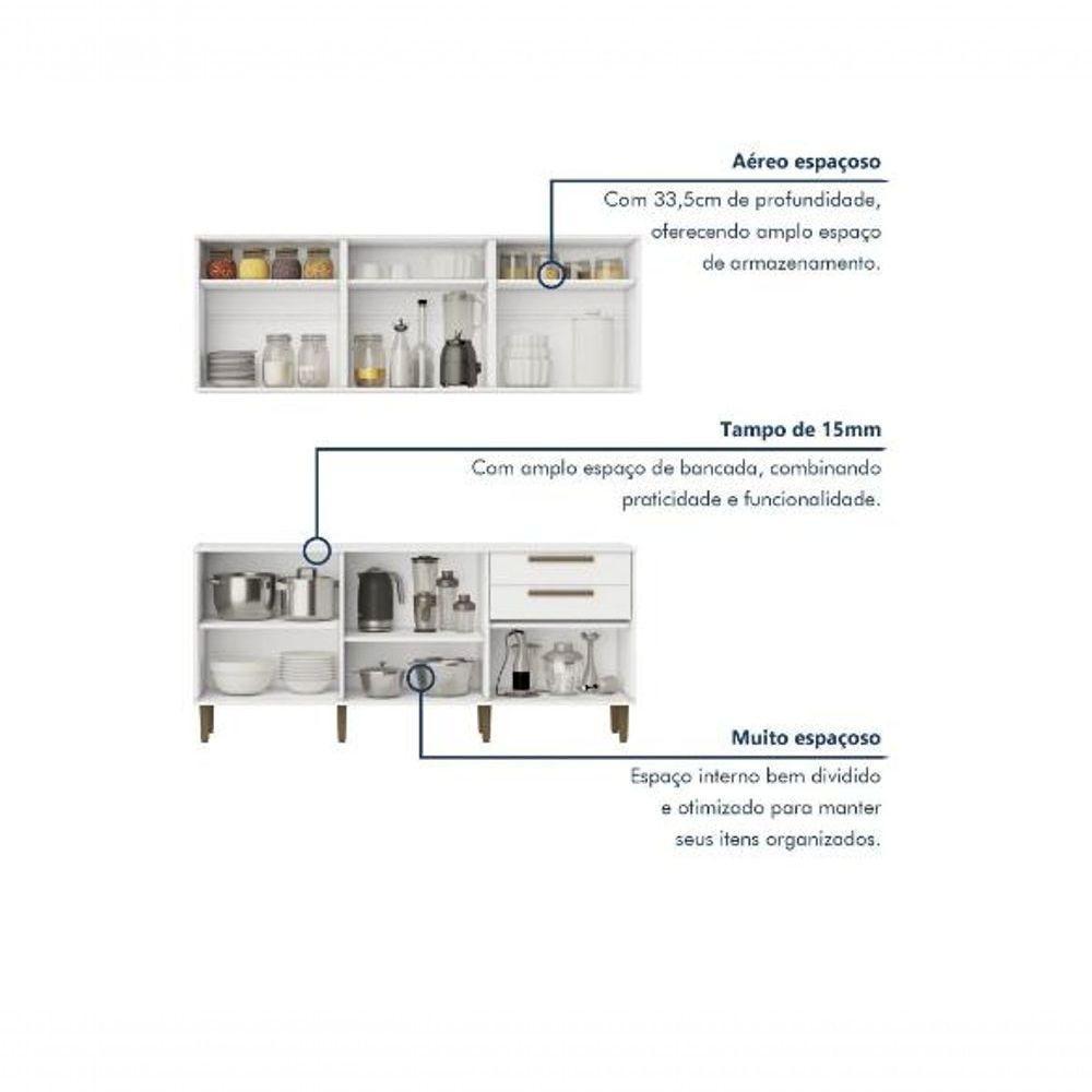 Cozinha Completa 11 Portas 2 Gavetas Lorena Kaiki Móveis - Branco - 5