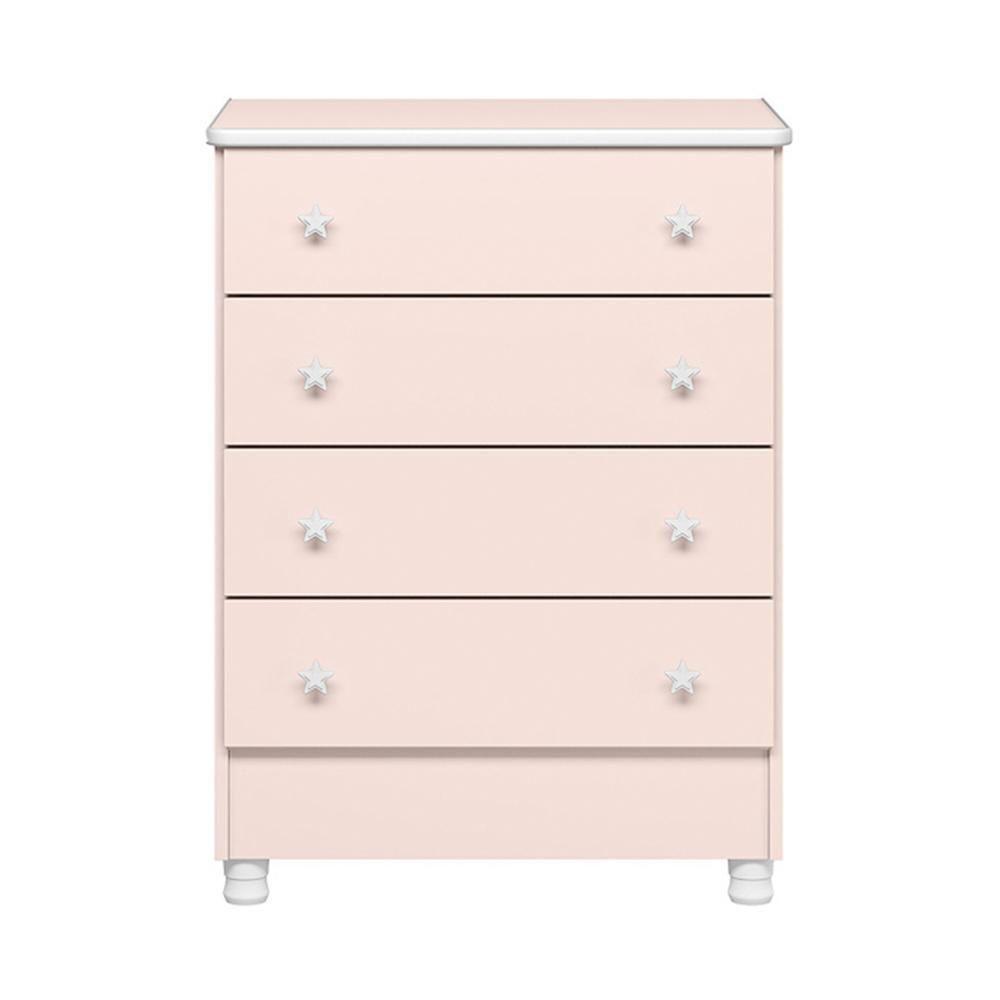 Dormitório Doce Sonho 3 Portas, Cômoda 4 Gavetas, Berço Rosa Acetinado Com Rodízio E Colchão D18 - Qmovi Rosa Acetinado - 3