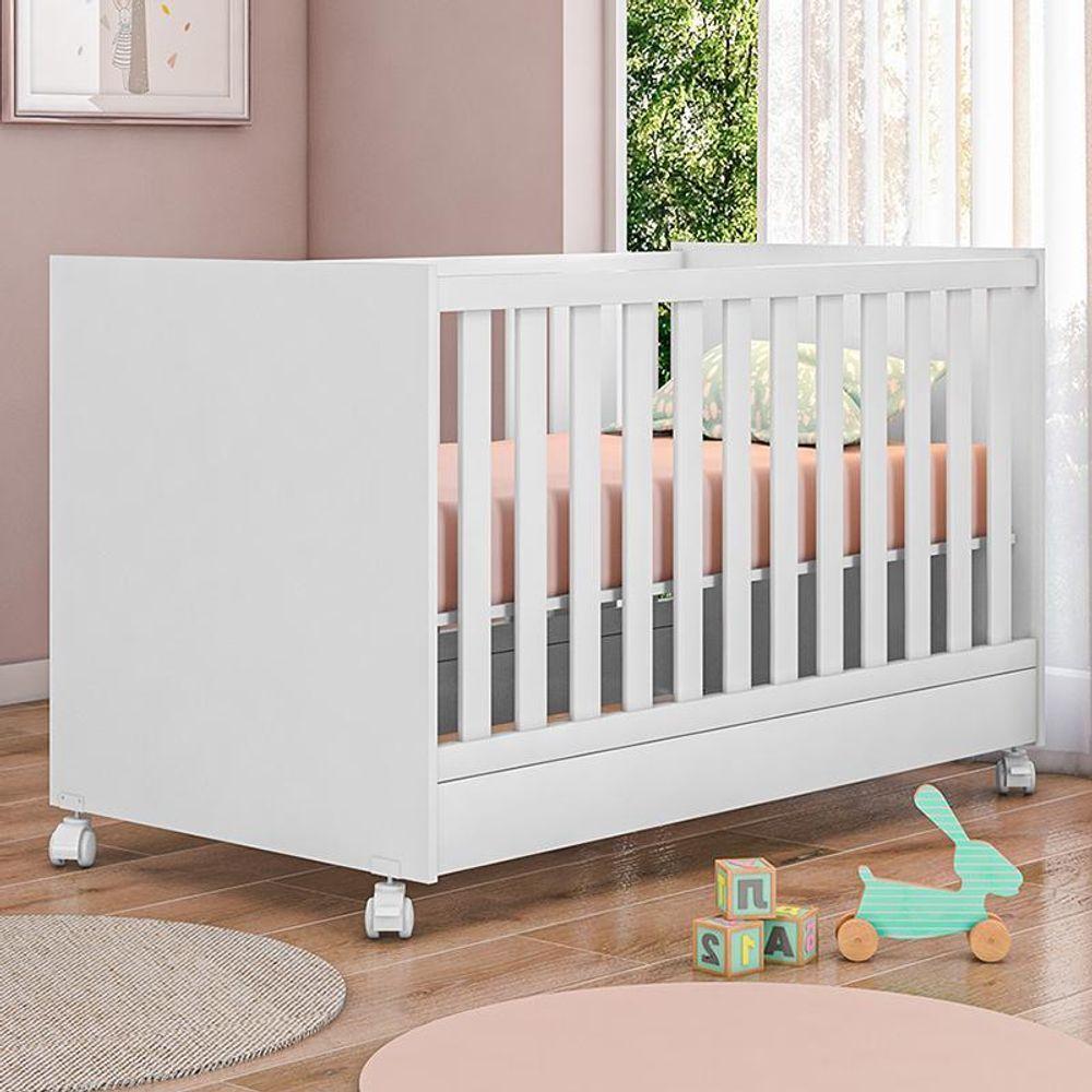 Berço Mini Cama Doce Sonho Branco Com Rodízios E Colchão Baby Physical - Qmovi Branco - 2