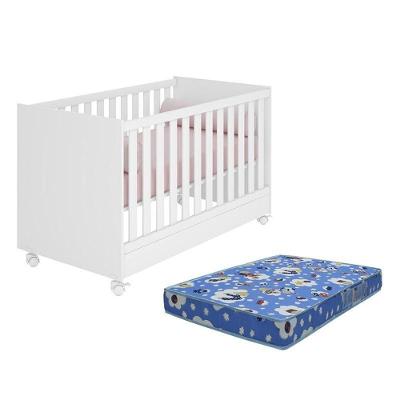 Berço Mini Cama Doce Sonho Branco Com Rodízios E Colchão Baby Physical - Qmovi Branco
