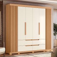 Guarda Roupa Casal Doble 4 Portas E 4 Gavetas Freijó/off White - Móveis Albatroz Freijó/off White - 2