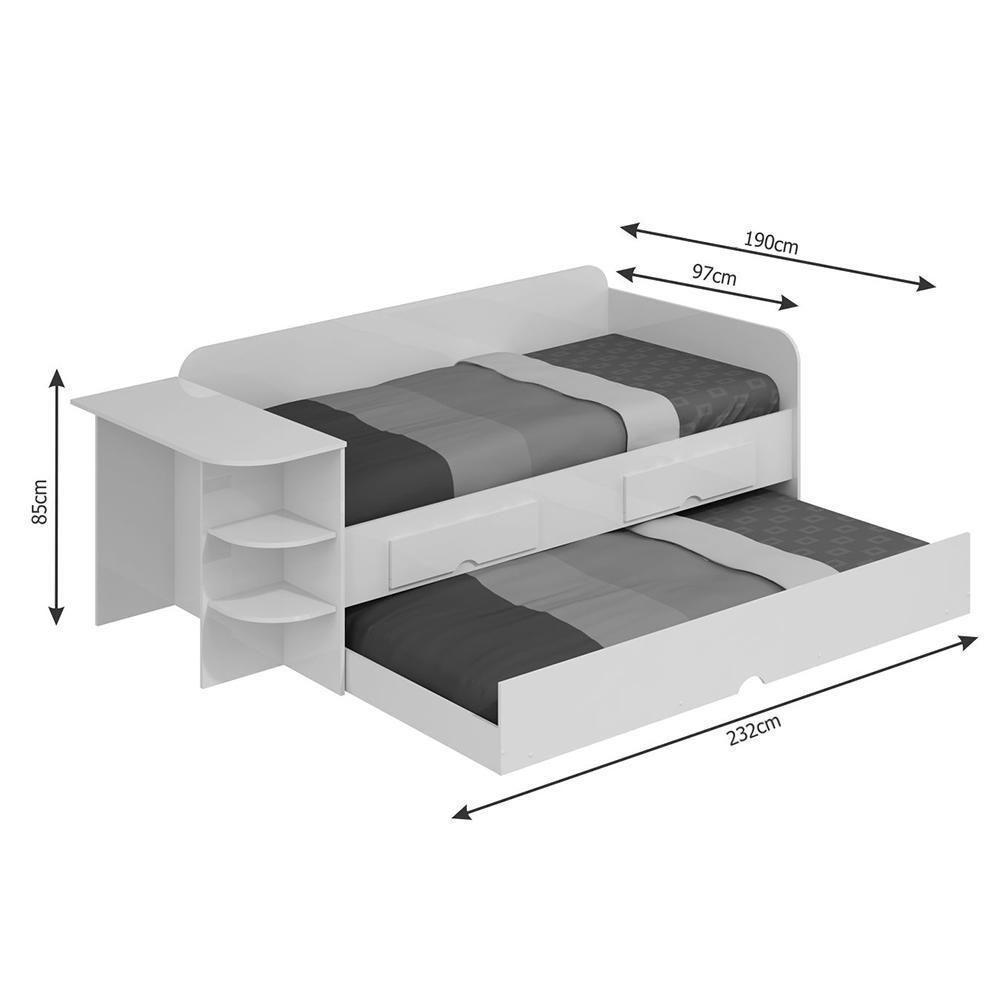 Sofá Cama Helena Branco Com Escrivaninha - Permóbili Baby Branco - 3