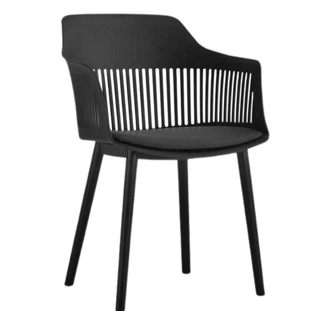 Cadeira Marcela Estofada Moderna Resistente Polipropileno Sala Jantar Cozinha - Preto - 1