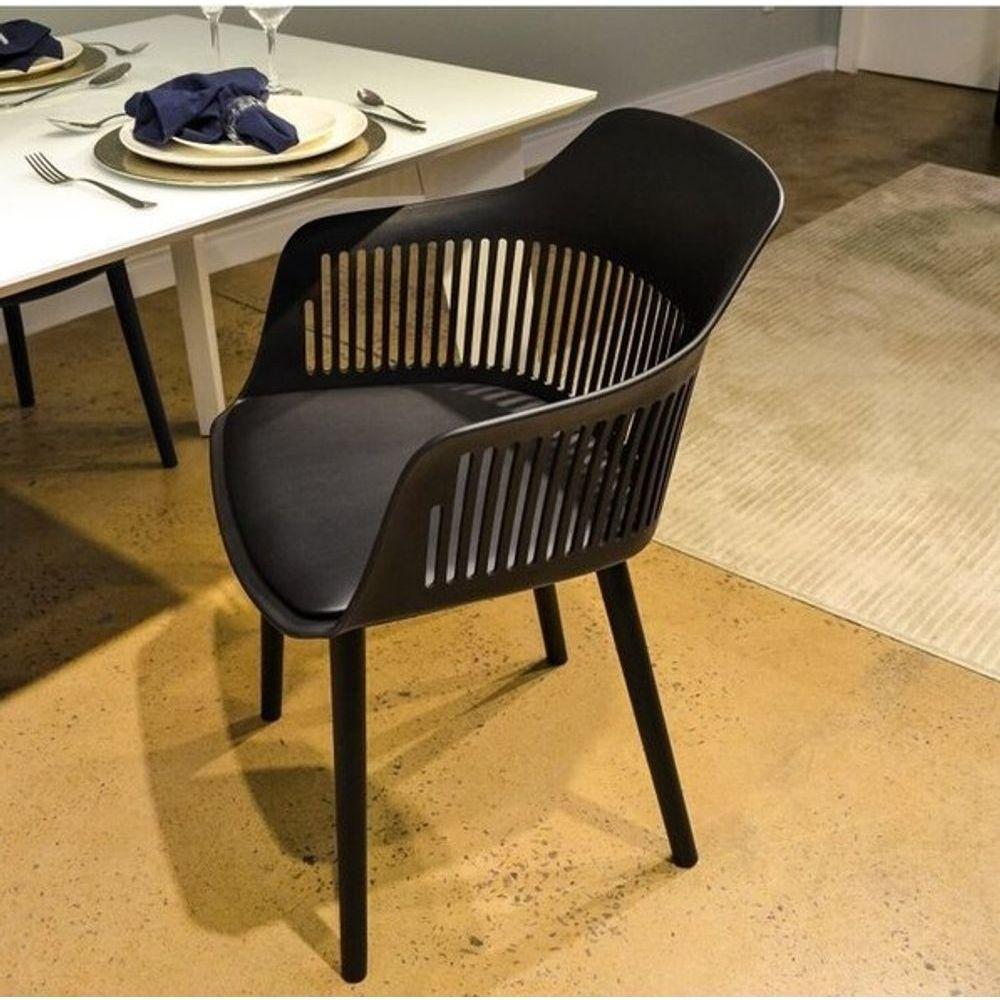 Cadeira Marcela Estofada Moderna Resistente Polipropileno Sala Jantar Cozinha - Preto - 8
