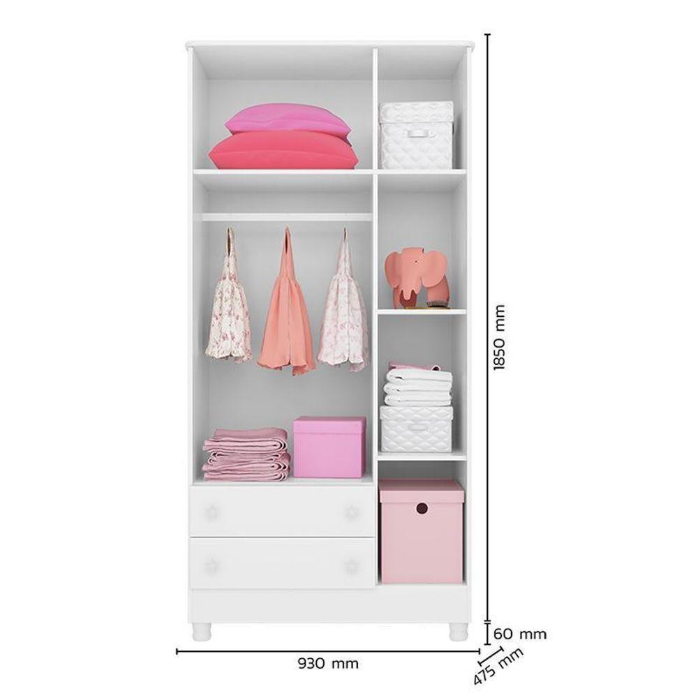 Dormitório Doce Sonho 3 Portas, Cômoda 1 Porta E Berço Mini Cama Branco Com Rodízio - Qmovi Branco - 3