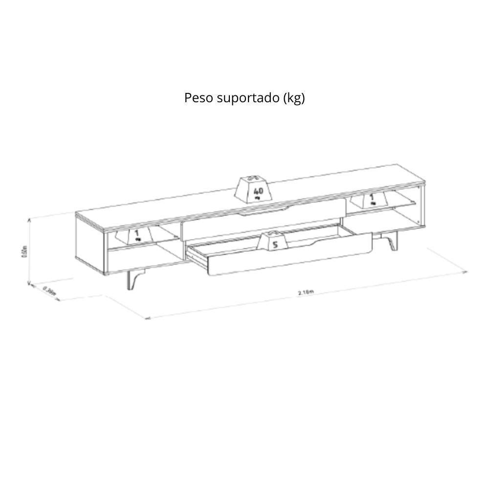 Rack Para Tv Até 75 Polegadas 2 Gavetas Los Angeles Tauari E Off White 218cm - 3