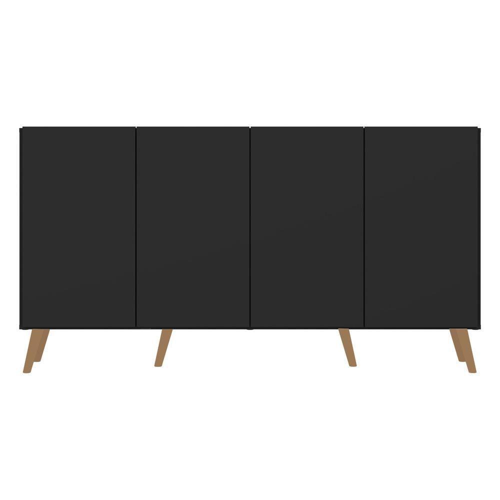 Aparador Buffet Retrô Multimóveis 4 Portas Preto/natural - 1