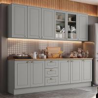 Cozinha Completa Americana 6 Peças Cinza/nature Com Tampo - Móveis Henn Cinza/nature - 2