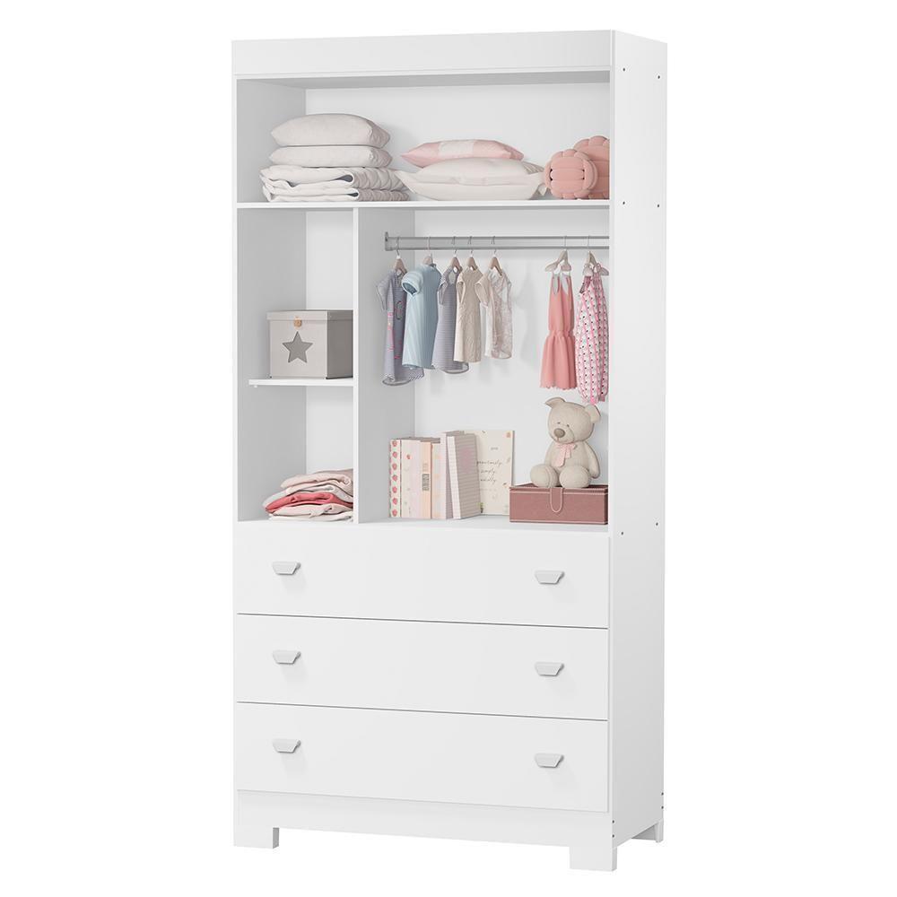 Guarda Roupa Infantil New Katatau 2 Portas E 3 Gavetas Branco Brilho - Reller Móveis Branco Brilho - 3