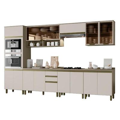 Cozinha Modulada Connect 9 Portas 2 Gavetas MDF 351.5cm Bege com Torre Quente