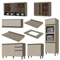 Cozinha Completa 7 Peças Connect Duna/cristal Com Torre Quente E Aéreo Vidro - Móveis Henn Duna/cristal - 3