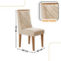 Mesa De Jantar Copper 180cm Tampo Com 6 Cadeiras Moderna Veludo Creme/naturalle/naturalle - 3