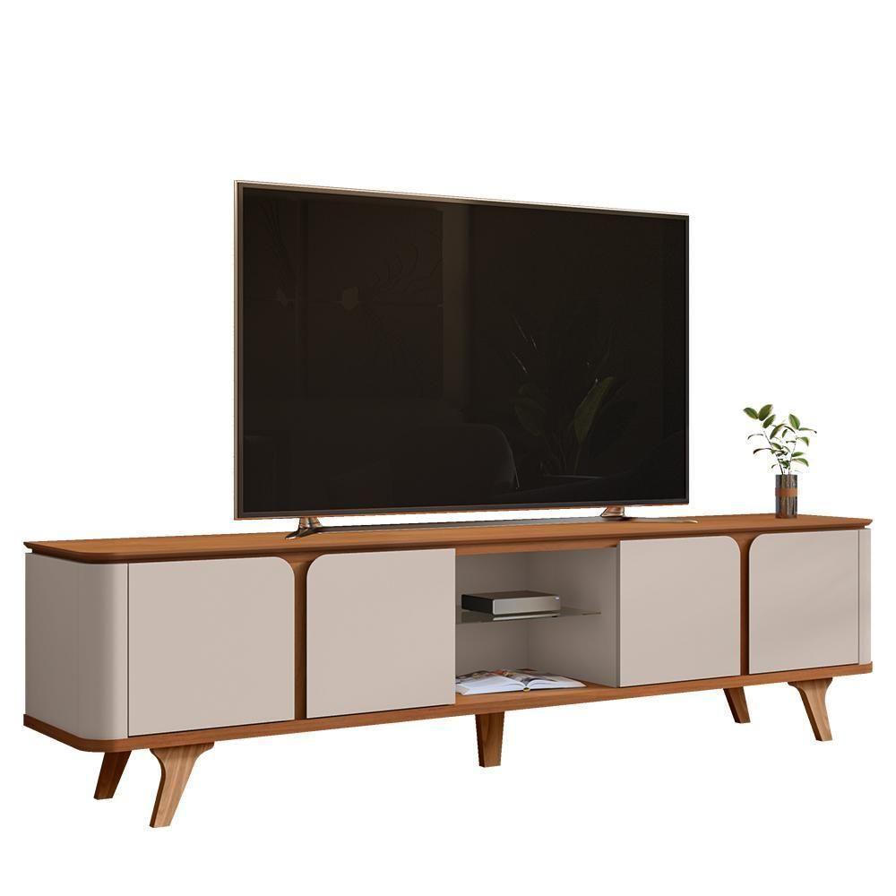 Rack Bancada Roma 217cm Cedro/off White Para Tv Até 60” - Casa D Cedro/off White - 1