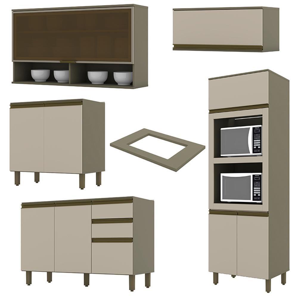 Cozinha Completa 5 Peças Connect Duna/cristal Com Aéreo Basculante Vidro - Móveis Henn Duna/cristal - 3