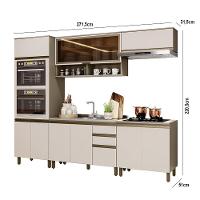 Cozinha Completa 5 Peças Connect Duna/cristal Com Aéreo Basculante Vidro - Móveis Henn Duna/cristal - 5