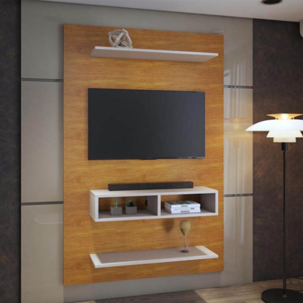 Painel Para Tv Até 50 Polegadas Com Nicho Byte Mel E Off 115cm - 4