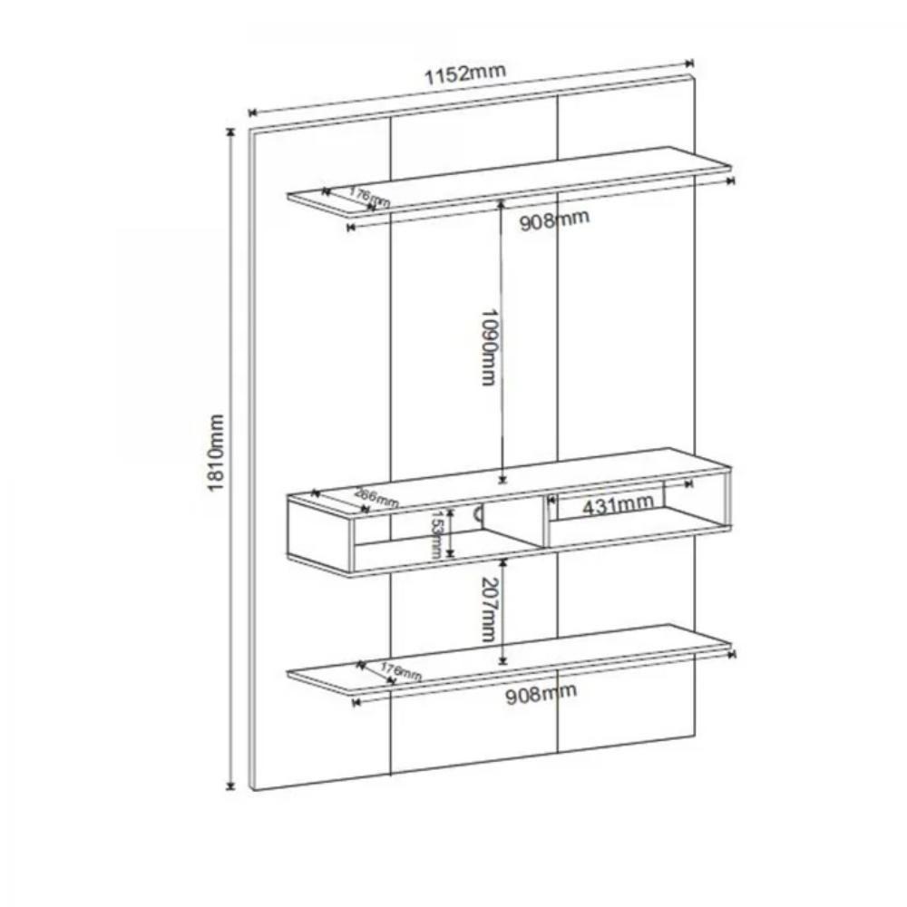 Painel Para Tv Até 50 Polegadas Com Nicho Byte Mel E Off 115cm - 5