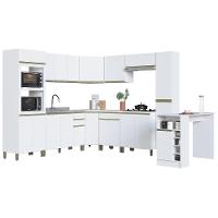 Cozinha Modulada De Canto Dinamarca 11 Peças Com Torre Quente 2 Fornos E Bancada Branco - Indékes Branco - 1