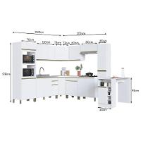 Cozinha Modulada De Canto Dinamarca 11 Peças Com Torre Quente 2 Fornos E Bancada Branco - Indékes Branco - 4