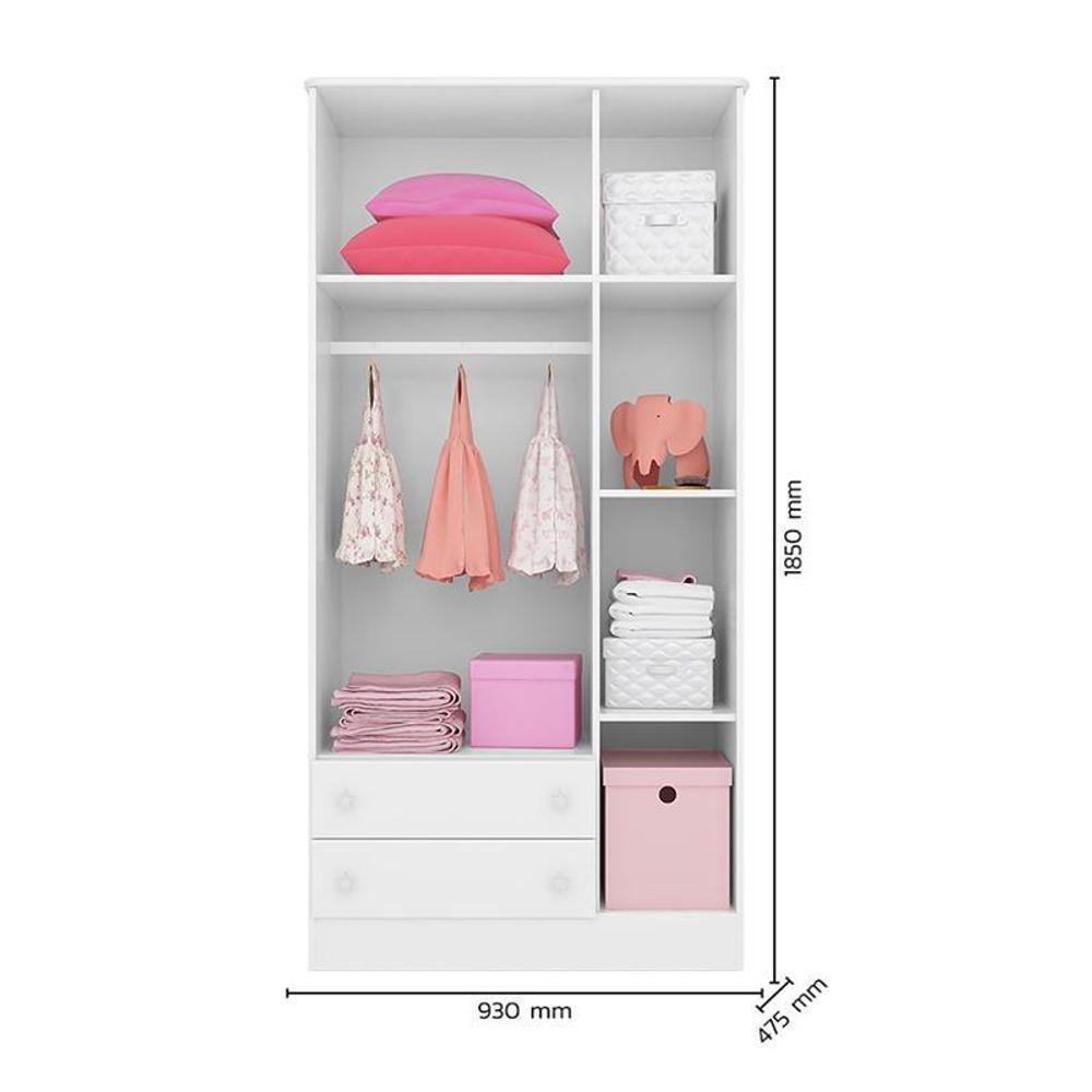 Dormitório Doce Sonho 3 Portas, Cômoda 1 Porta E Berço Mini Cama Branco Com Colchão - Qmovi Branco - 3