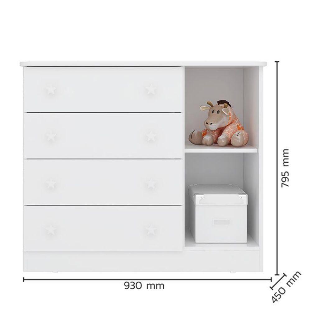 Dormitório Doce Sonho 3 Portas, Cômoda 1 Porta E Berço Mini Cama Branco Com Colchão - Qmovi Branco - 4
