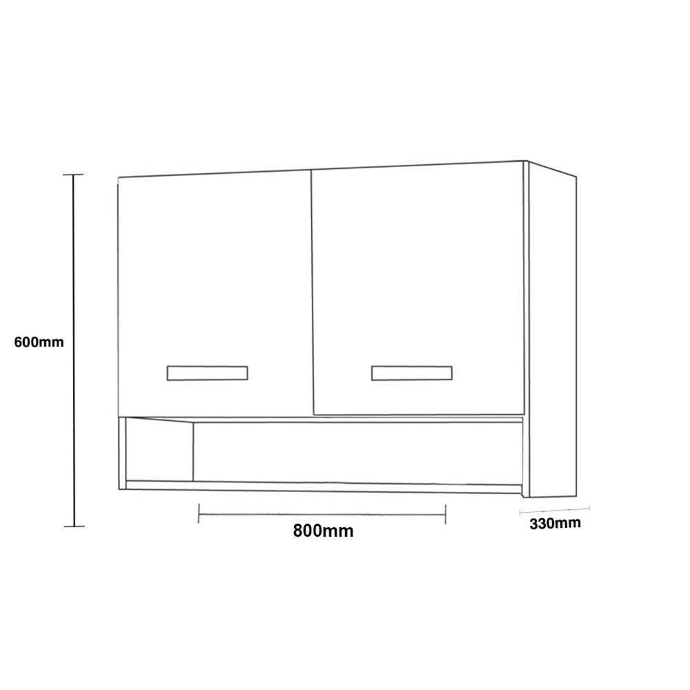 Armario Aereo Cozinha 2 Portas 0,80 Cm Com Nicho Alice Elmo/branco Hr Móveis - 5