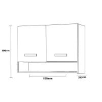 Armario Aereo Cozinha 2 Portas 0,80 Cm Com Nicho Alice Elmo/branco Hr Móveis - 5