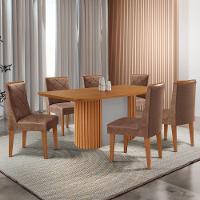 Mesa De Jantar Aspen 180cm Tampo Mdf Laminado Com 6 Cadeiras Tork /naturale /off White - 1