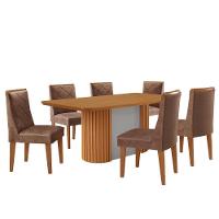 Mesa De Jantar Aspen 180cm Tampo Mdf Laminado Com 6 Cadeiras Tork /naturale /off White - 2