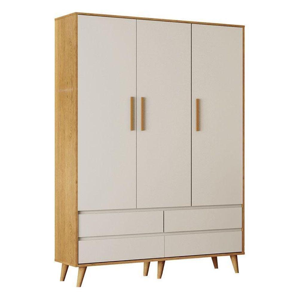 Berço Americano Ludmila E Guarda Roupa Infantil Lorena 3 Portas Off White Bétula Com Colchão Ortobom - Carolina Baby - 6