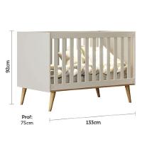 Berço Americano Ludmila E Guarda Roupa Infantil Lorena 3 Portas Off White Bétula Com Colchão Ortobom - Carolina Baby - 5