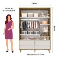 Berço Americano Ludmila E Guarda Roupa Infantil Lorena 3 Portas Off White Bétula Com Colchão Ortobom - Carolina Baby - 9