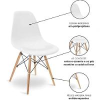 Conjunto Com 6 Cadeiras Eiffel Brancas – Design Moderno Com Base De Madeira Pé Palito - 5