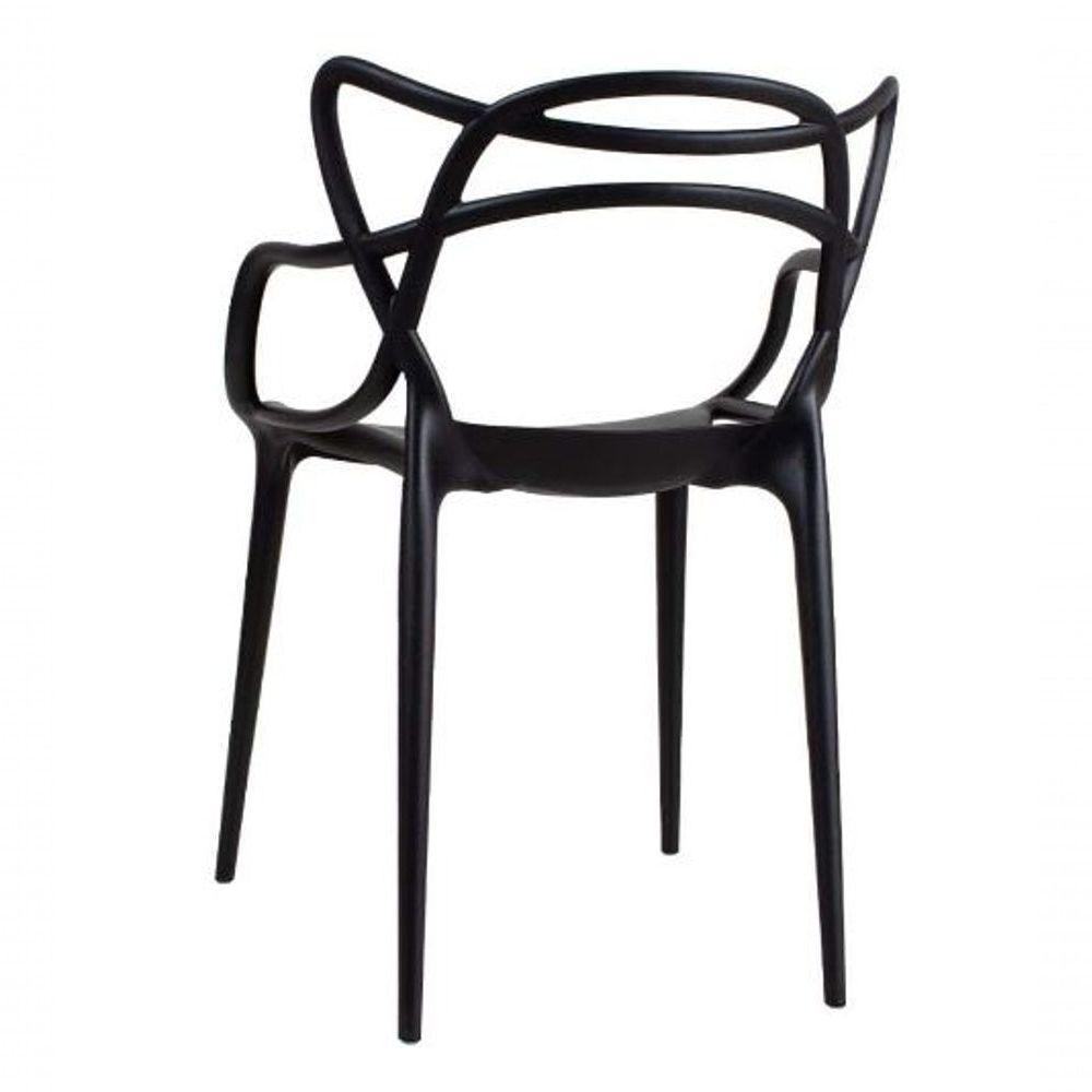 Conjunto Com 6 Cadeiras Empilhavel Allegra Preta Polipropileno Resistente - 3