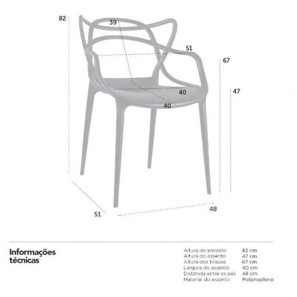 Conjunto Com 6 Cadeiras Empilhavel Allegra Preta Polipropileno Resistente - 7