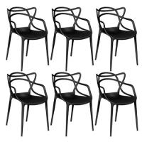 Conjunto Com 6 Cadeiras Empilhavel Allegra Preta Polipropileno Resistente - 1