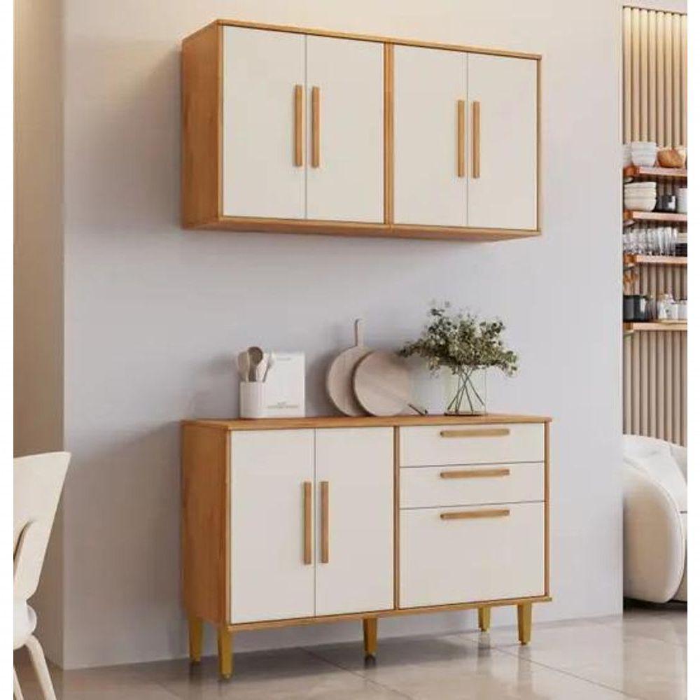 Cozinha Lorena 7 Portas 2 Gavetas Kaiki Móveis - Nature/off - 1