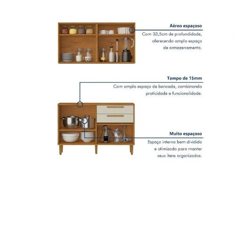 Cozinha Lorena 7 Portas 2 Gavetas Kaiki Móveis - Nature/off - 5