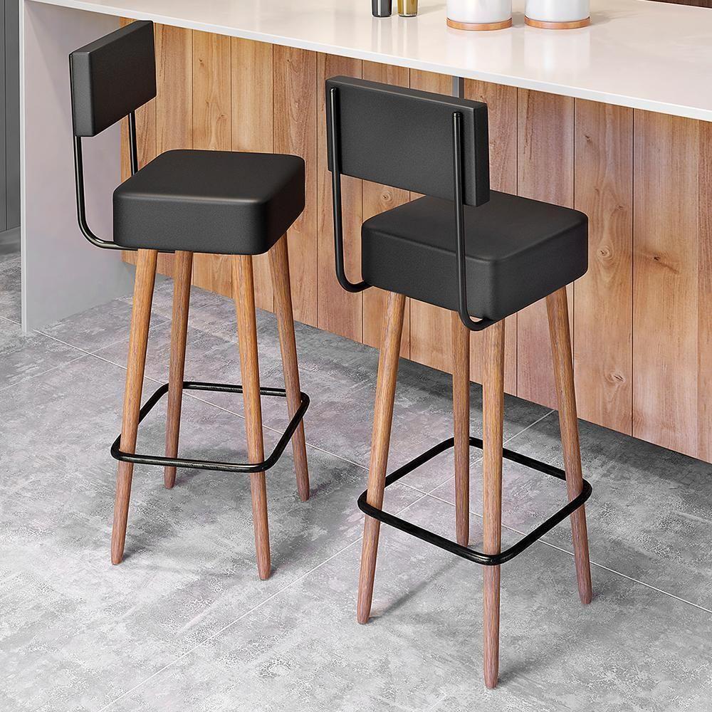 Kit 2 Banquetas Barcelona 96cm Couríssimo Preto - Salaone Preto - 2