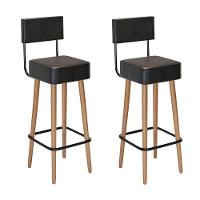 Kit 2 Banquetas Barcelona 96cm Couríssimo Preto - Salaone Preto - 1